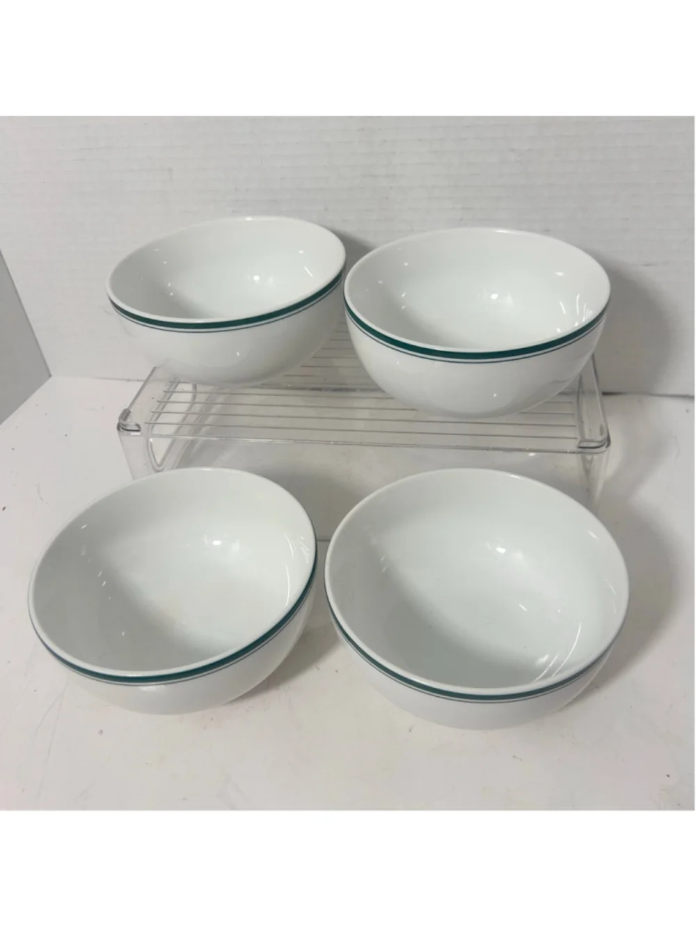 Dansk Bistro Dinnerware Set 4 Soup Bowls Green Rim 5